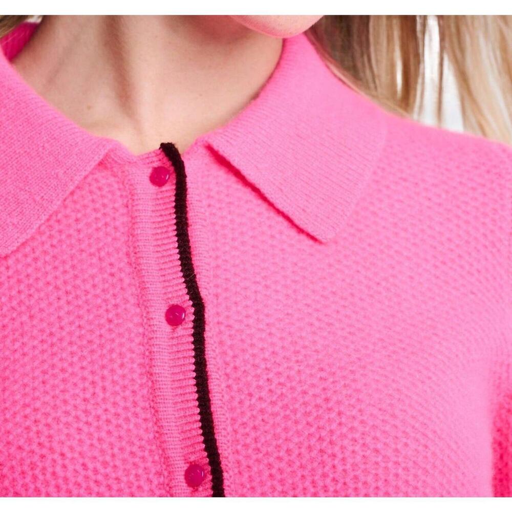 NEW LISA TODD honeycomb textured cardigan in neon pink - Picture 3 of 3